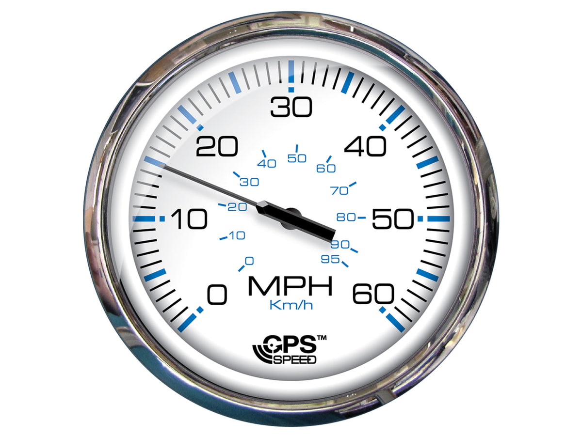 Faria Beede Instruments Speedometer 60 MPH GPS Studded Chesapeake White w/Stainless Steel 5" 33861