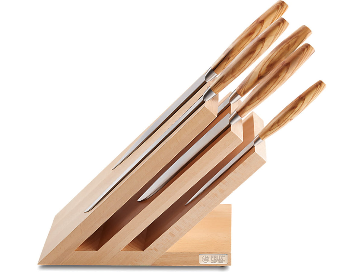 FELIX 6pc Set with Block Kitchen Knife Olive wood 979506