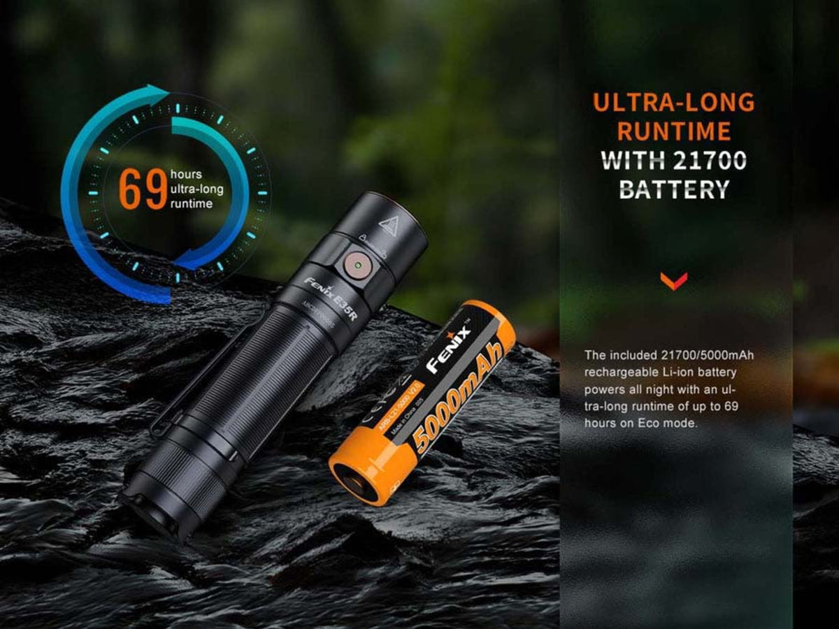 Fenix Lighting E35R Lithium Ion 3100 Lumens Luminus SST70 LED Flashlight Black