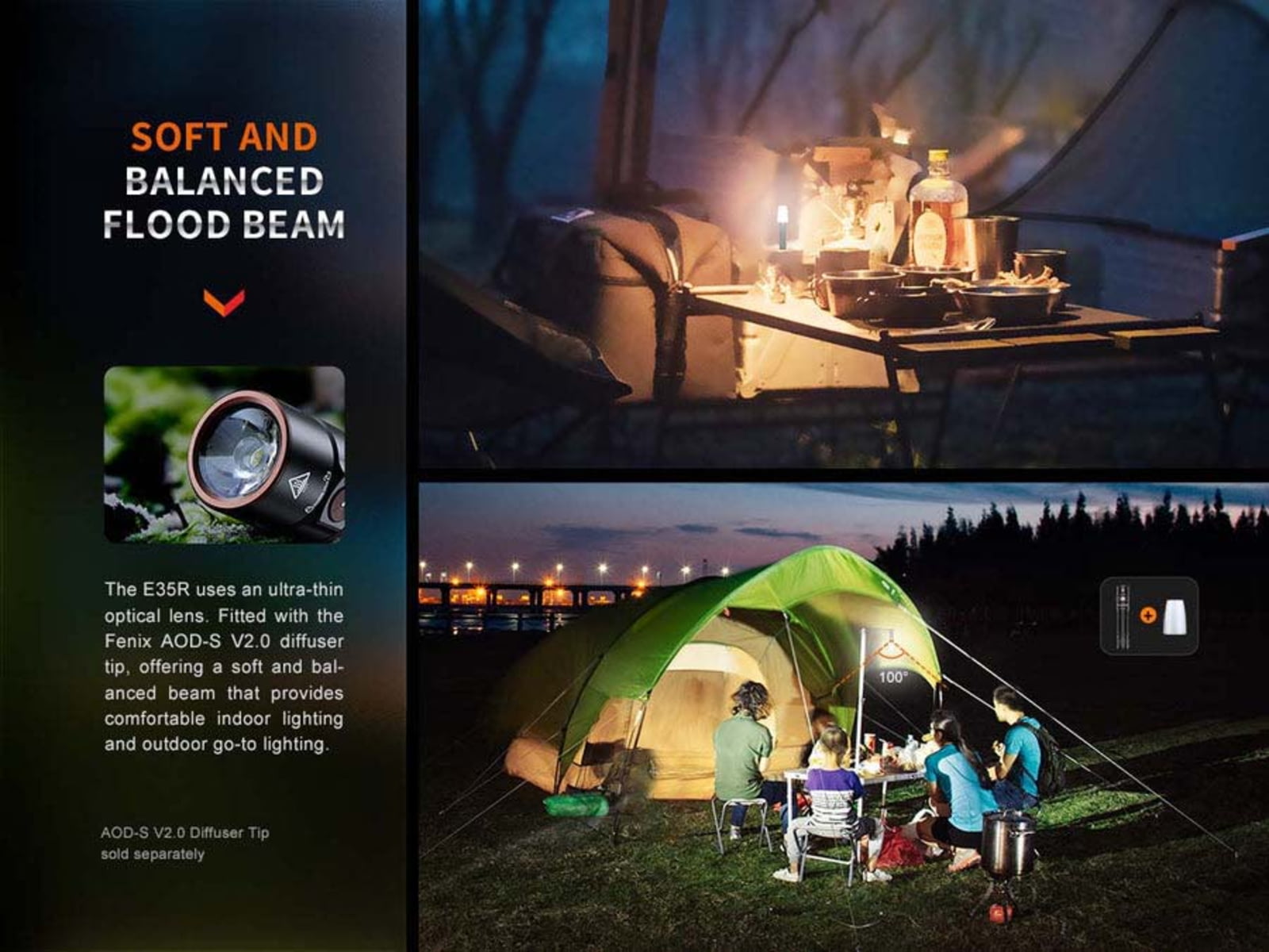 Fenix Lighting E35R Lithium Ion 3100 Lumens Luminus SST70 LED Flashlight Black