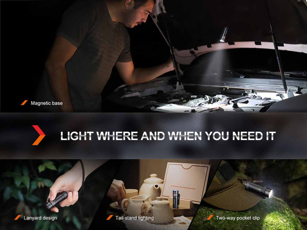 Fenix Lighting E18R V2.0 Lithium Ion 1200 Lumens Luminus SST40 LED Flashlight Black