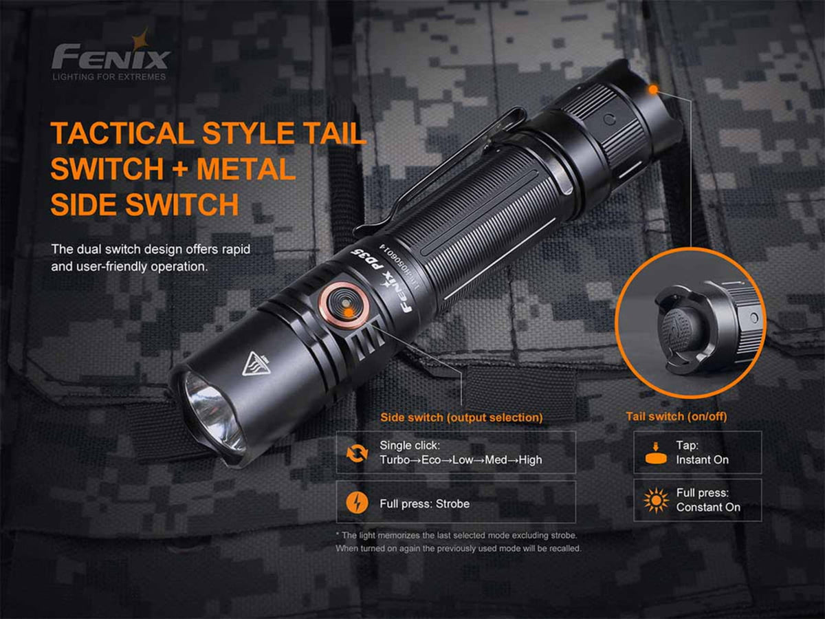 Fenix PD35 V3.0 Rechargeable 1700 Lumens LED Flashlight Black