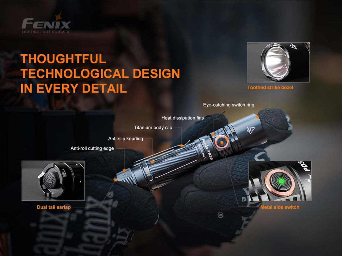Fenix PD35 V3.0 Rechargeable 1700 Lumens LED Flashlight Black