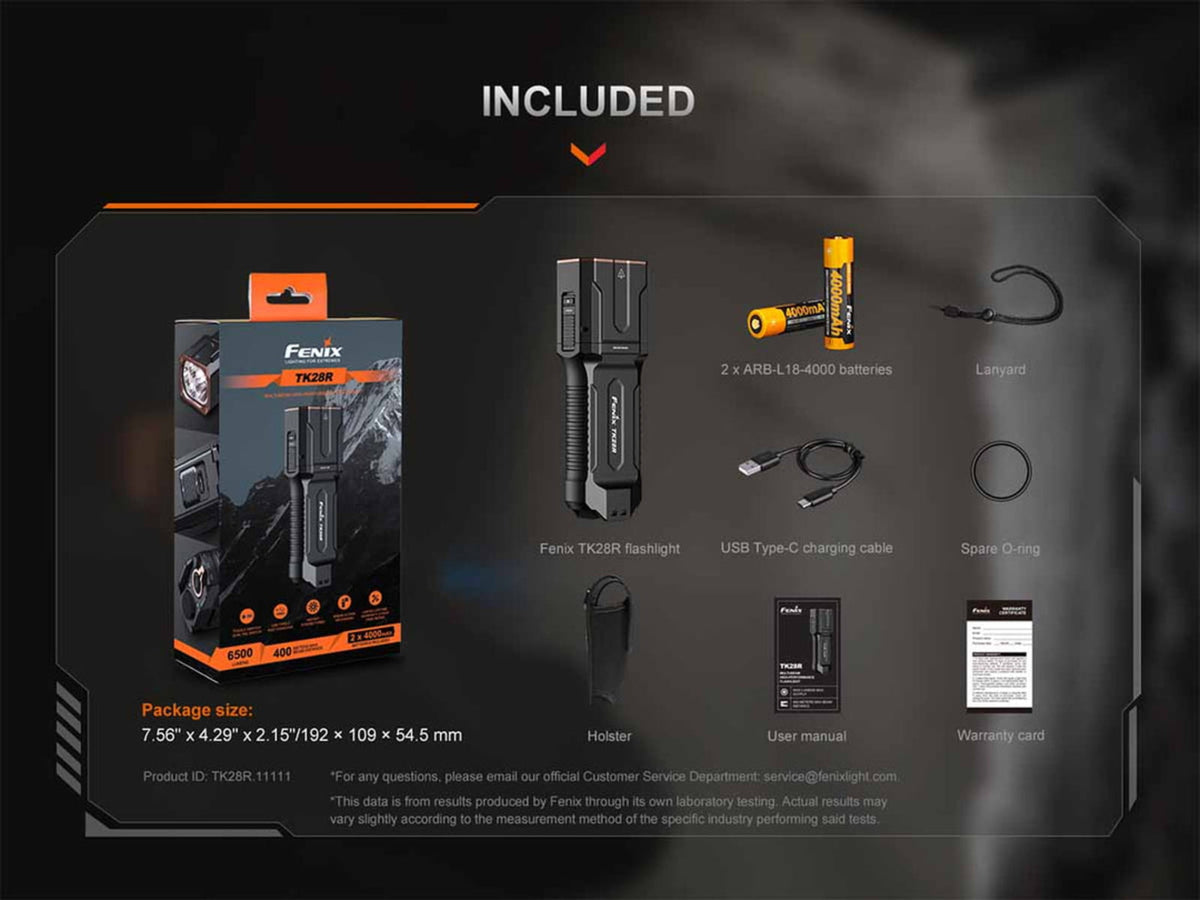 Fenix TK28R 18650 6500 Lumens LED Flashlight Black TK28RLSBK