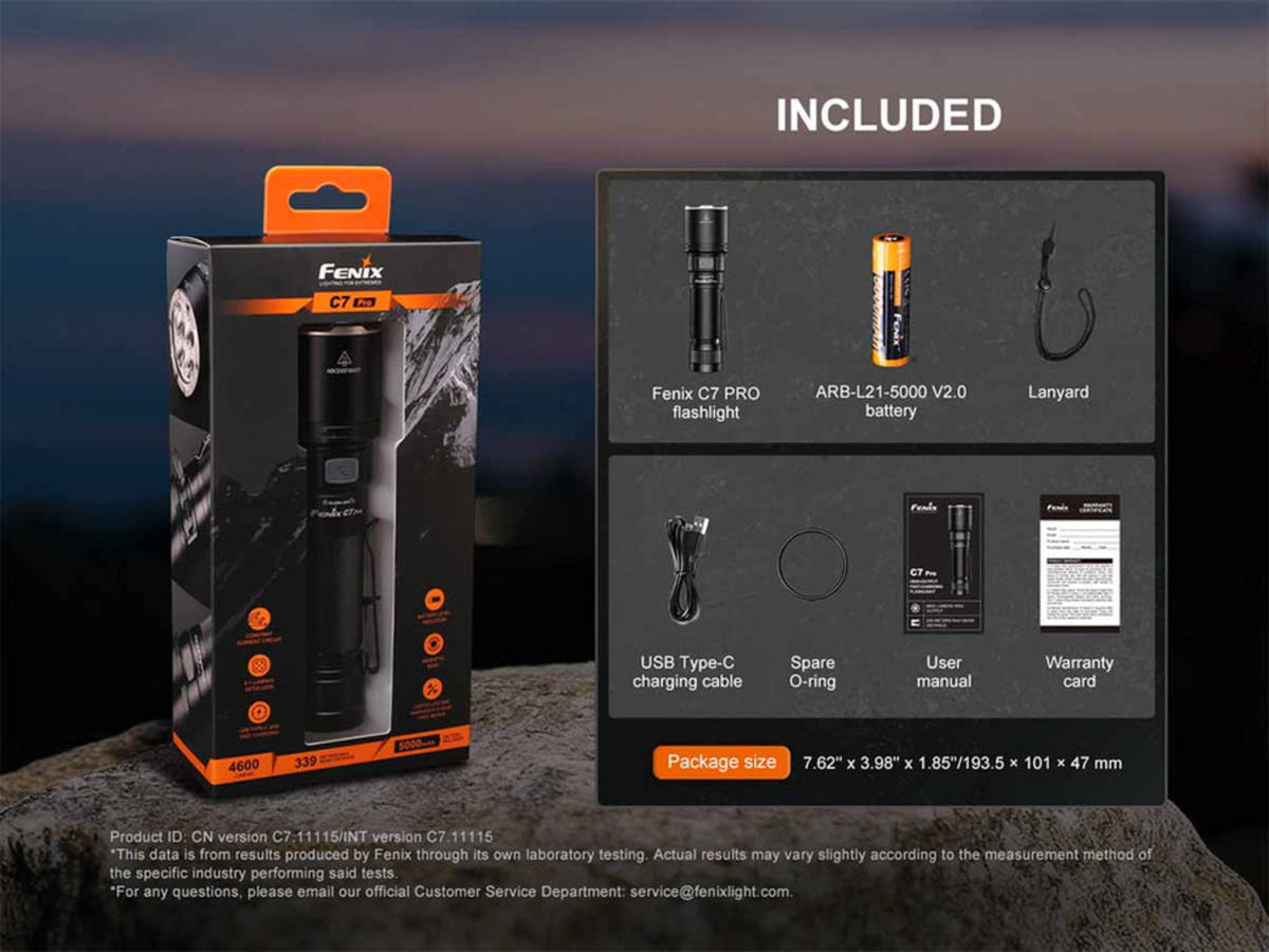 Fenix C7 Pro Lithium Ion 4600 Lumens LED Flashlight Black C7PROBK