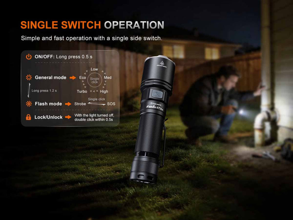 Fenix C7 Pro Lithium Ion 4600 Lumens LED Flashlight Black C7PROBK