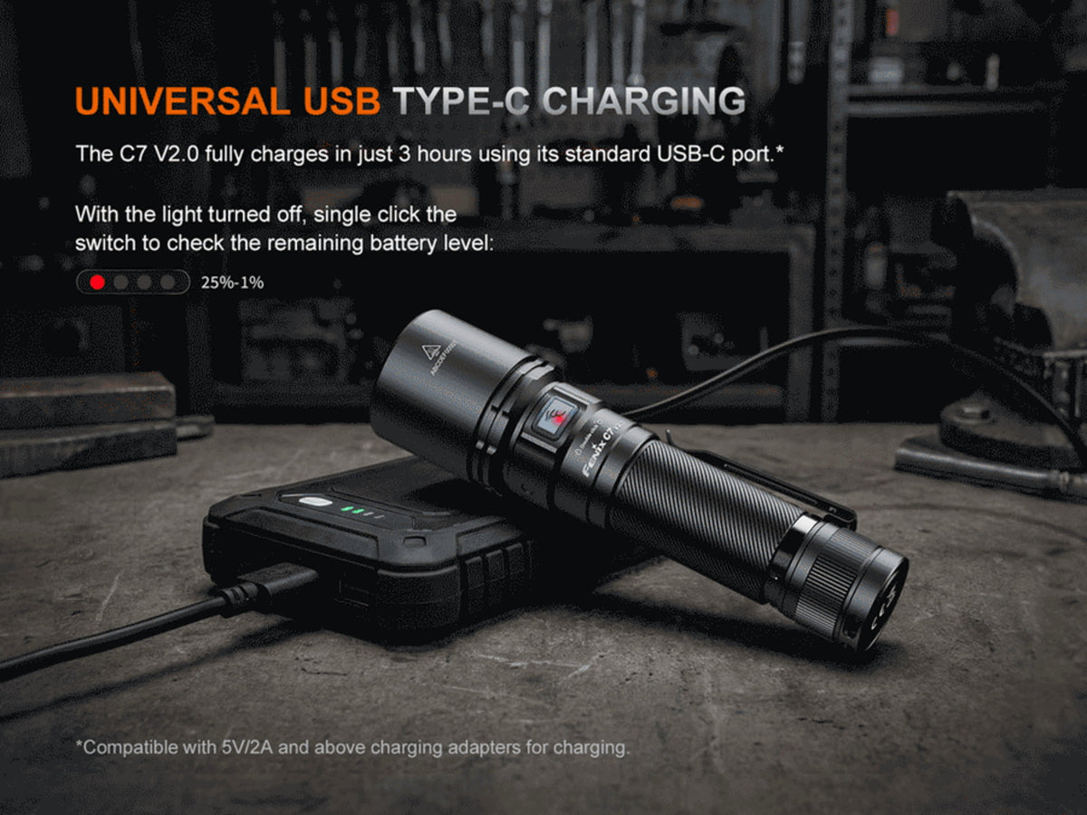 Fenix Lighting C7 V2.0 Lithium Ion 3300 Lumens LED Flashlight Black