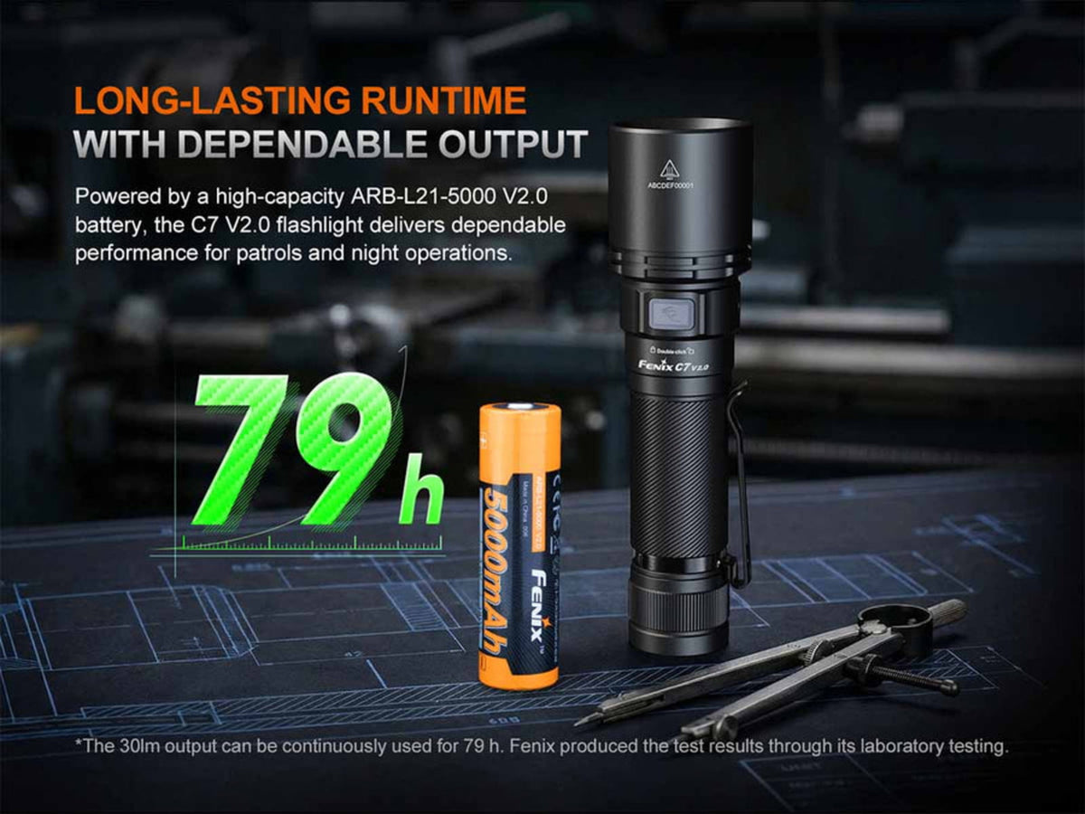Fenix Lighting C7 V2.0 Lithium Ion 3300 Lumens LED Flashlight Black