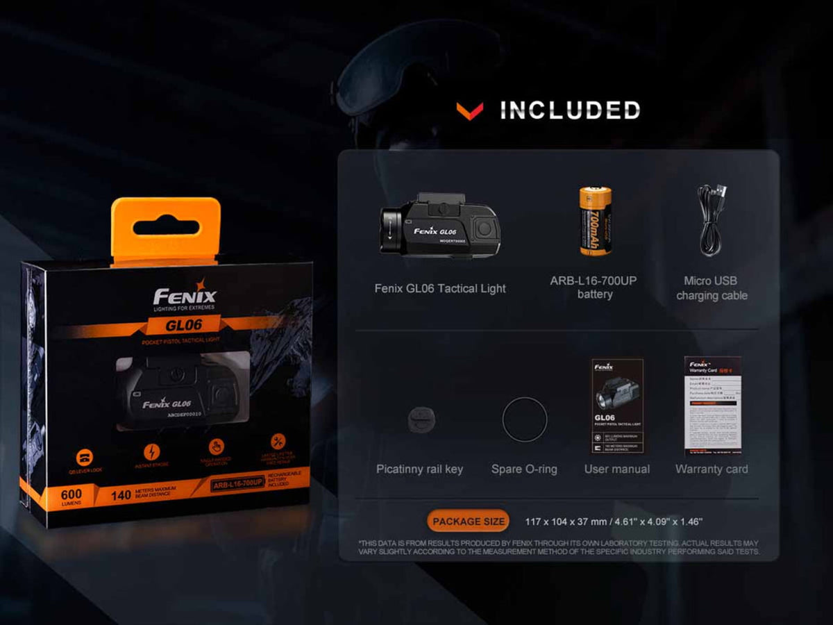 Fenix Lighting GL06-365 Lithium Ion 600 Lumens CREE XPL HI LED Flashlight Black