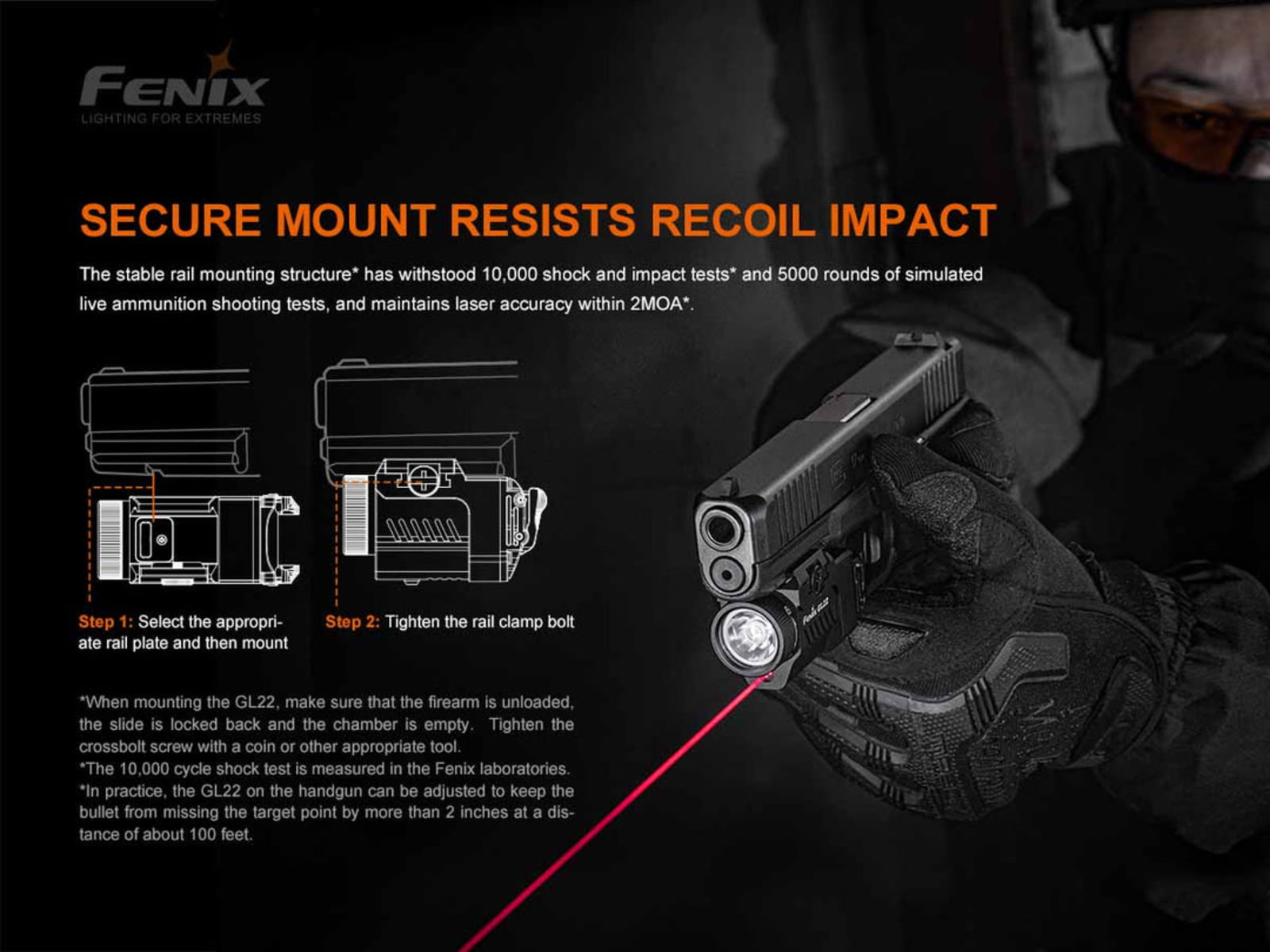 Fenix Lighting GL22 Lithium Ion 750 Lumens Luminus LED Flashlight Black