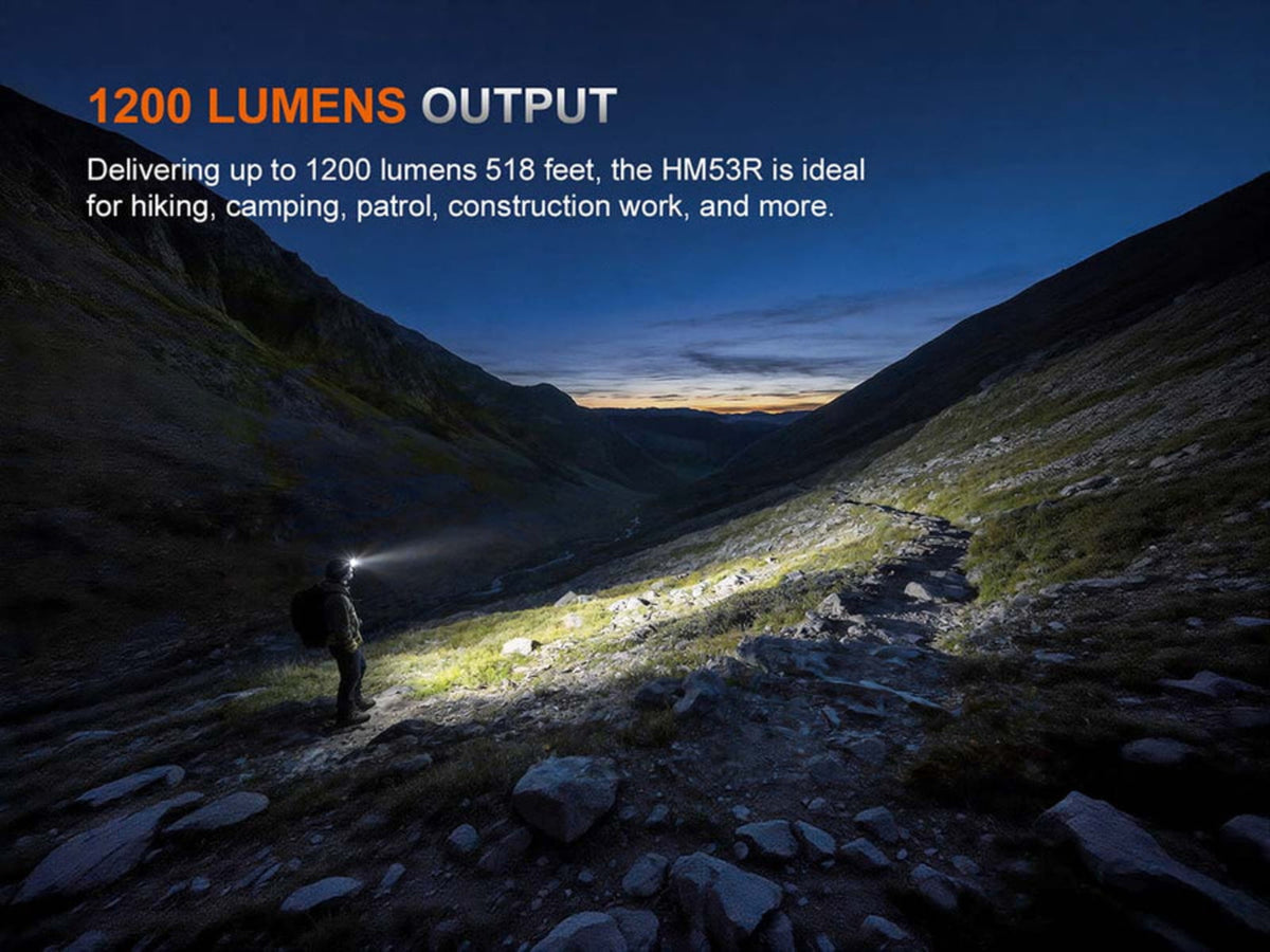 Fenix HM53R Lithium Ion 1200 Lumens LED Headlamp Black HM53RSTBK