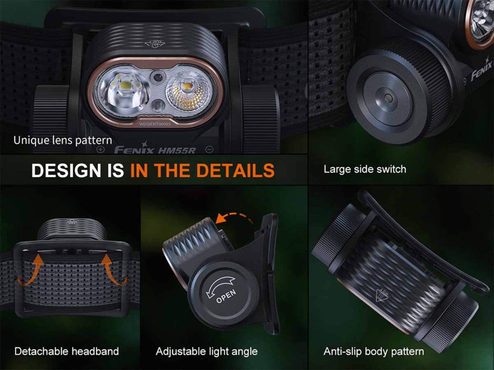 Fenix Lighting HM55R Lithium Ion 1200 Lumens Luminus SST25 LED Luminus SST20V-Ra90 LED 2835 LED Headlamp