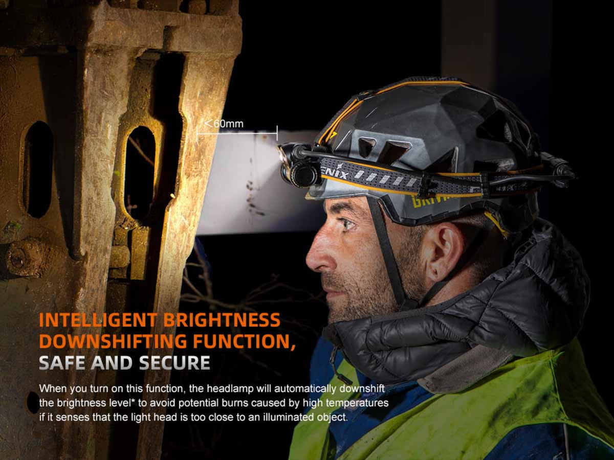 Fenix Lighting HM75R Lithium Ion 1600 Lumens Luminus SST40 LED Luminus SST20 LED OSRAM GR QSSPA1.23 LED Headlamp Black
