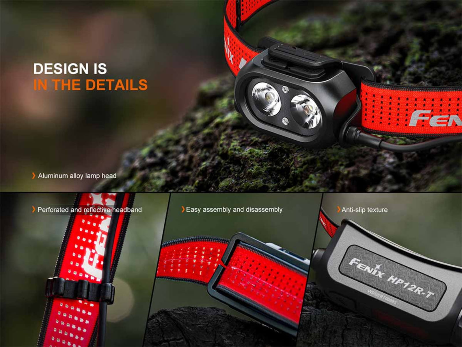 Fenix Lighting HP12R-T Lithium Ion 1300 Lumens Luminus SST25 Luminus SST20 CR480 2835 LED Headlamp