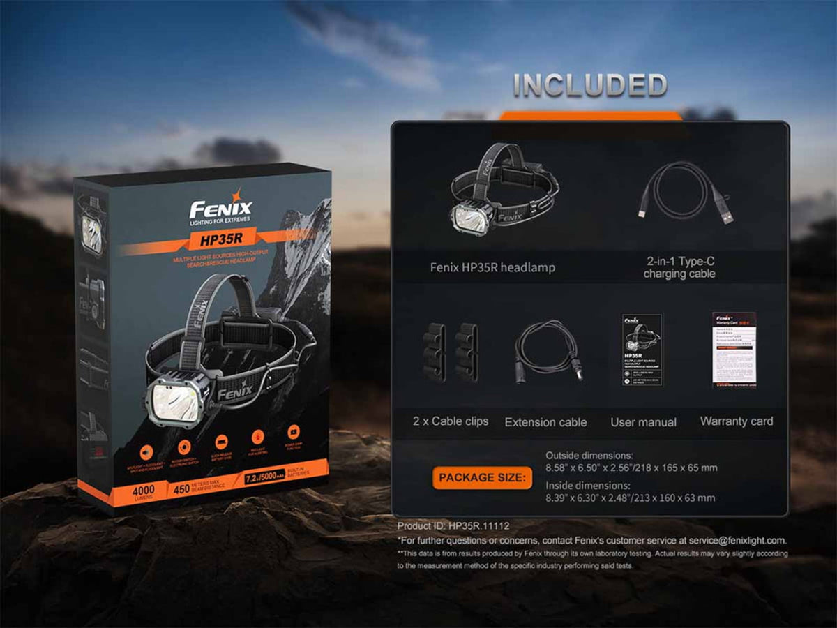 Fenix Lighting HP35R Lithium Ion 4000 Lumens XHP70 LED Luminus SST20 LED Headlamp Black
