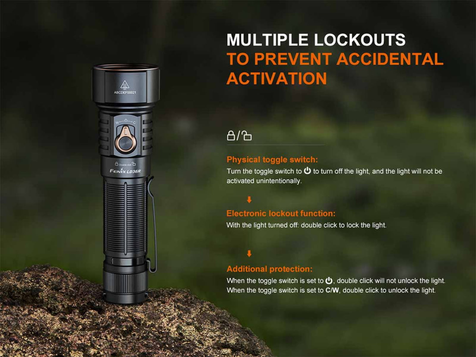 Fenix Lighting LD36R Lithium Ion 3600 Lumens Luminus SFT25R Gen2 LED RGB LED Flashlight