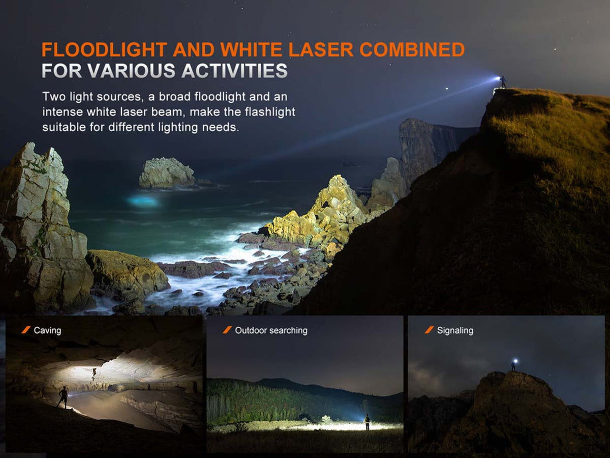 Fenix Lighting LR36R Lithium Ion 10000 Lumens Luminus SST 25 LED CT1-Mini Laser Flashlight Black