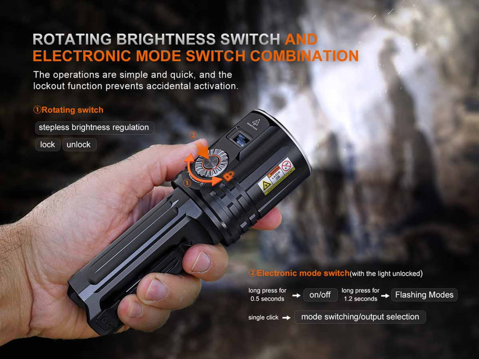 Fenix Lighting LR36R Lithium Ion 10000 Lumens Luminus SST 25 LED CT1-Mini Laser Flashlight Black