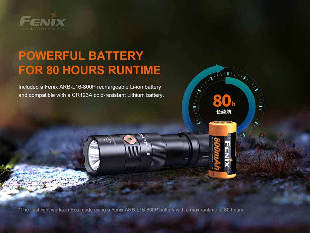 Fenix Lighting PD25R 800 Lumens Luminus SST20 LED Flashlight Black PD25RSTBK