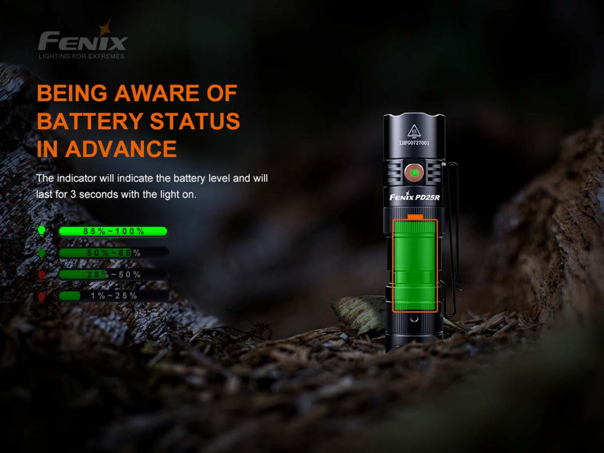 Fenix Lighting PD25R 800 Lumens Luminus SST20 LED Flashlight Black PD25RSTBK