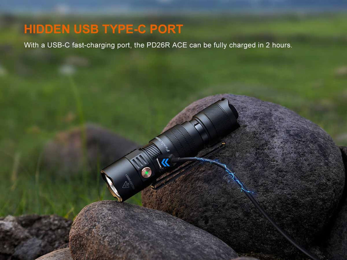 Fenix Lighting PD26R ACE Lithium Ion 1300 Lumens Luminus SFT25R LED Flashlight Black