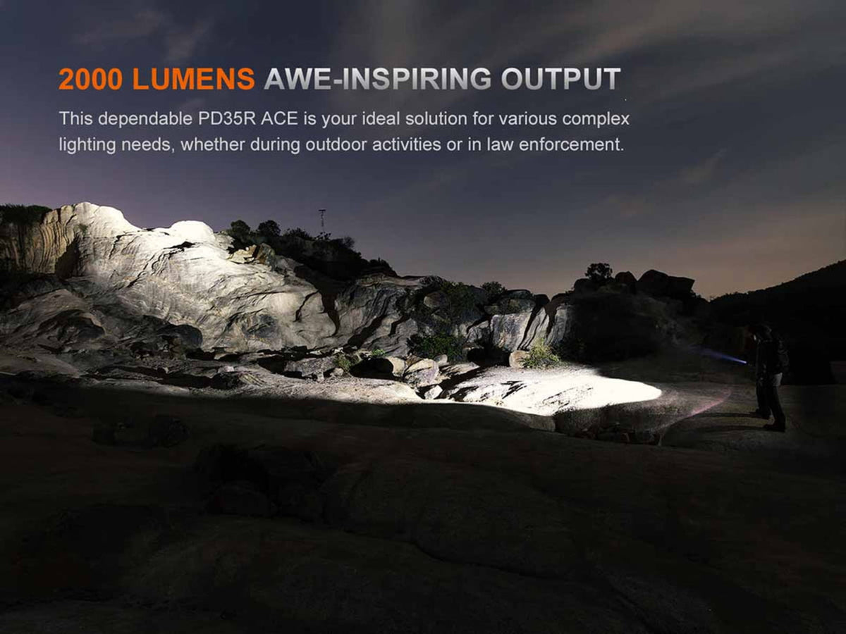 Fenix Lighting PD35R ACE Lithium Ion 2000 Lumens Luminus SFT40 LED Flashlight Black PD35RACBK