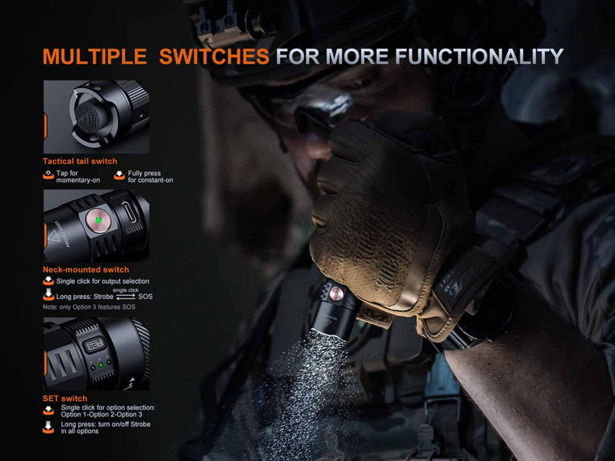 Fenix Lighting PD35R ACE Lithium Ion 2000 Lumens Luminus SFT40 LED Flashlight Black PD35RACBK