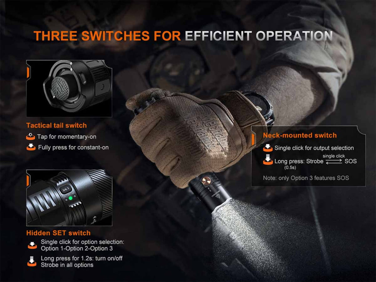 Fenix Lighting PD36R ACE Lithium Ion 3000 Lumens Luminus SFT70 Gen2 LED Flashlight Black PD36RACBK