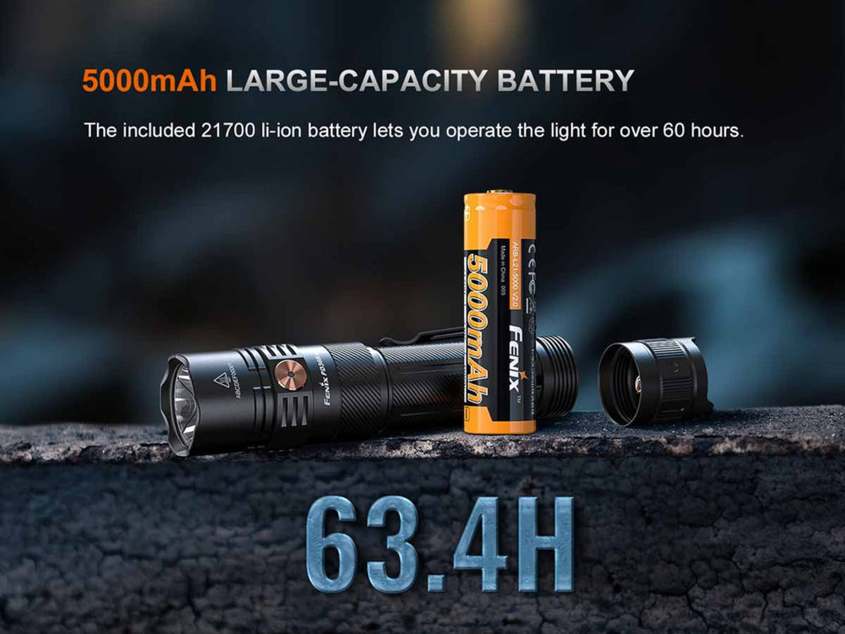 Fenix Lighting PD36R ACE Lithium Ion 3000 Lumens Luminus SFT70 Gen2 LED Flashlight Black PD36RACBK