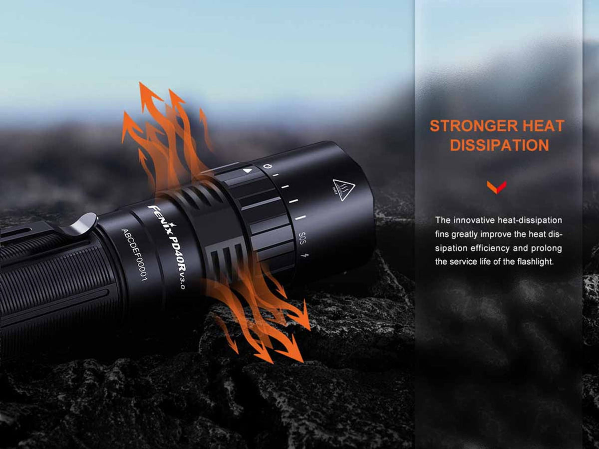 Fenix Lighting PD40R V3.0 Lithium Ion 3000 Lumens Luminus SFT70 LED Flashlight Black