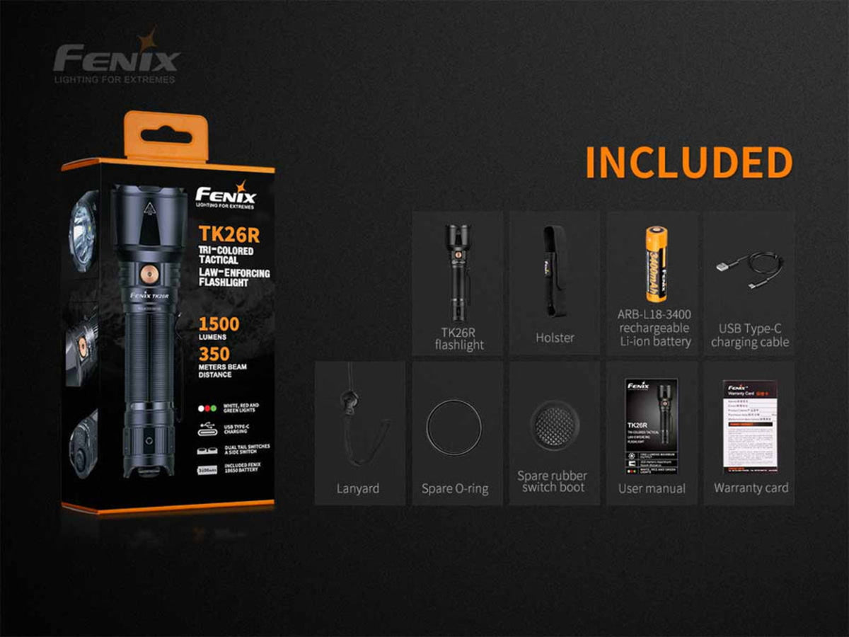 Fenix Lighting TK26R Lithium Ion 1500 Lumens Cree XP E2 Luminus SST40 LED Flashlight Black