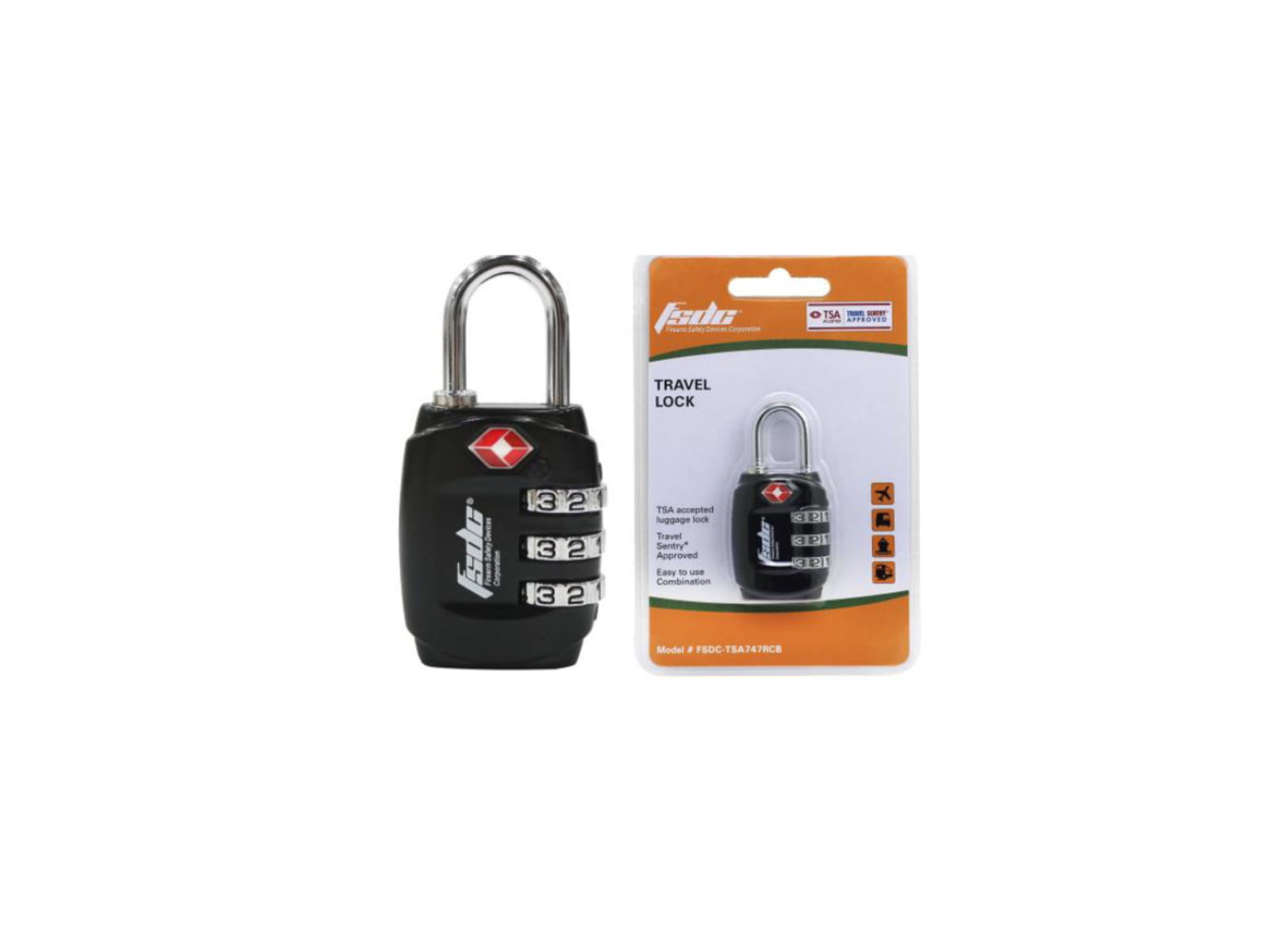 Firearm Safety Devices Luggage lock with Steel Shackle 3 Dial