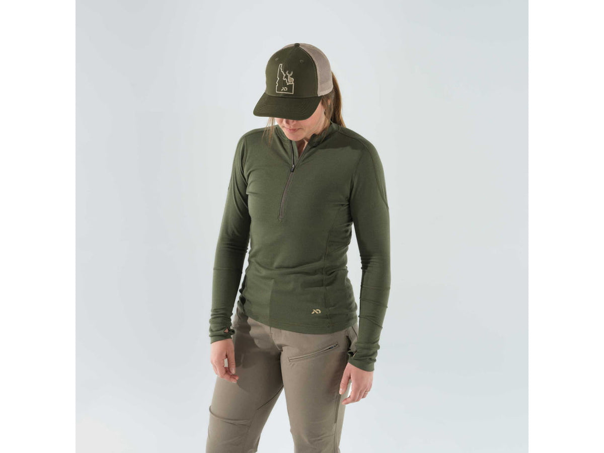First Lite Wick Quarter Zip - Women's Conifer Medium 140007