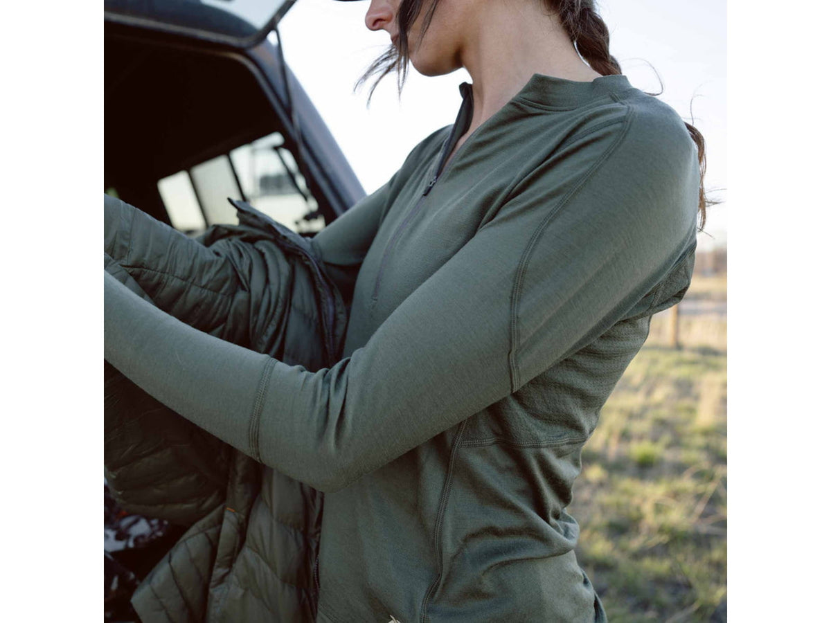 First Lite Wick Quarter Zip - Women's Conifer Medium 140007