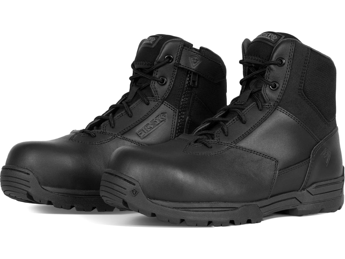 First Tactical 6in Safety Toe Side-Zip Duty Boots - Men's Black 10.5 US/Regular
