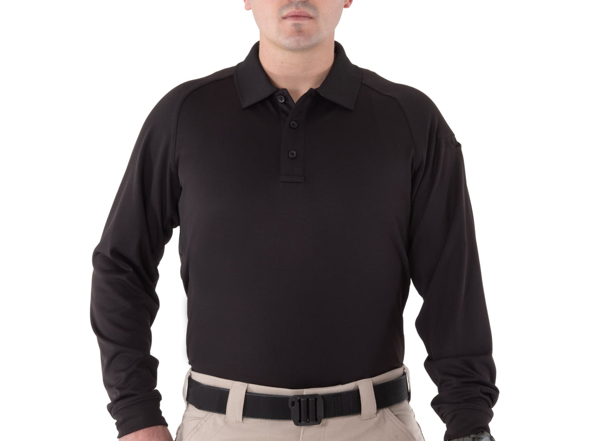 First Tactical Performance Long Sleeve Polo - Mens Black 3XL