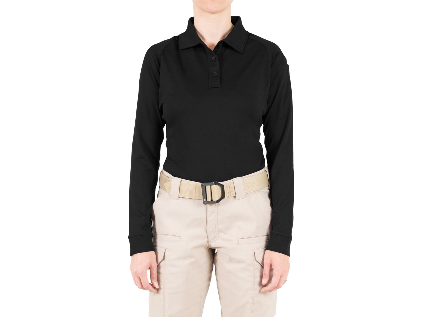 First Tactical Performance Long Sleeve Polo - Womens Black Extra Large