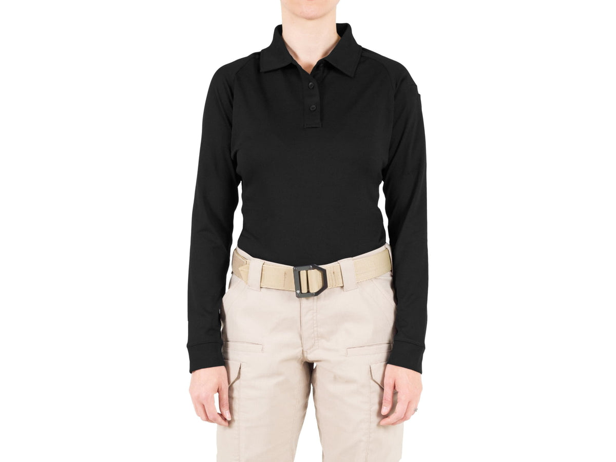 First Tactical Performance Long Sleeve Polo - Womens Black Extra Large