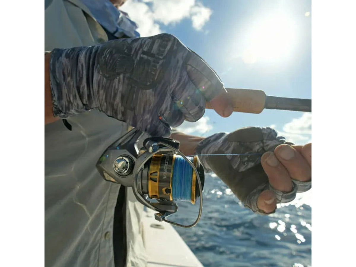 Fish Monkey Half Finger Guide Gloves Grey Water Camo XL