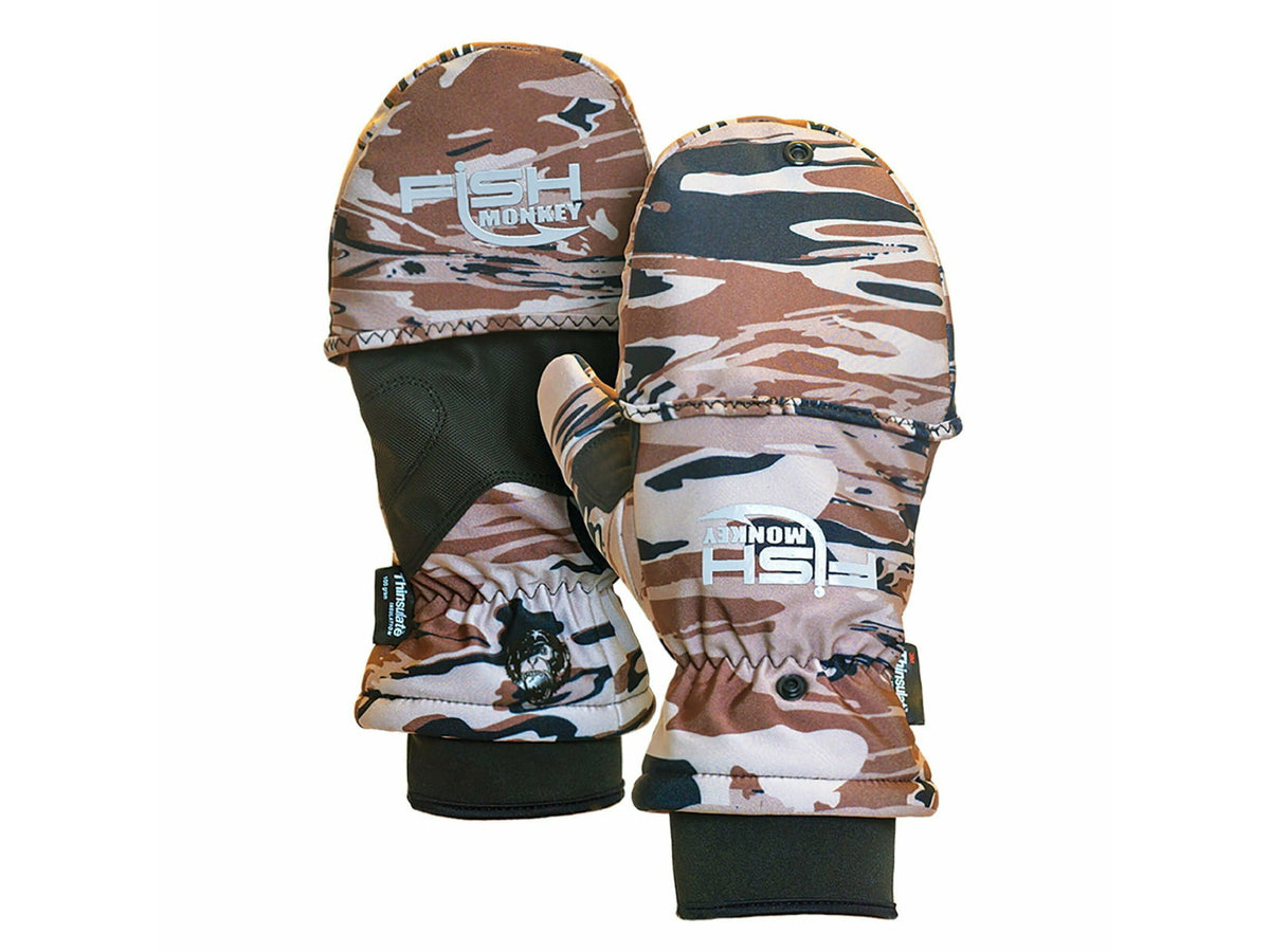 Fish Monkey Tundra Premium Insulated Mitten Glove Fall Water Camo M