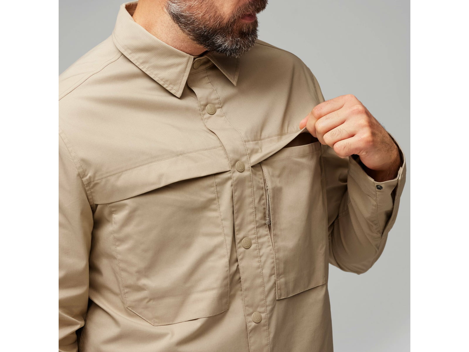 Fjallraven Abisko Trail Shirt Long Sleeve - Men's Fossil