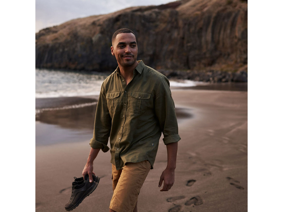 Fjallraven Ovik Travel Long Sleeve Shirt - Men's Green Extra Large