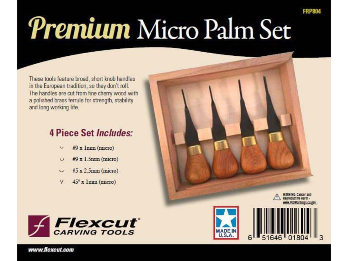 Flexcut Premium Micro-Palm Set Knob Cherry Wood Handles FRP804