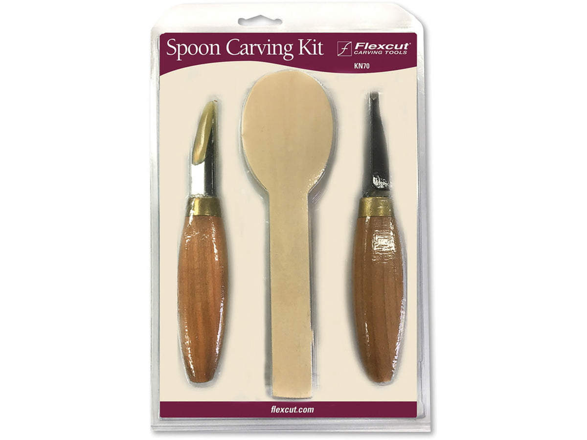 Flexcut Spoon Carving Kit High Carbon Stainless Blade Cherry Wood Handle KN70