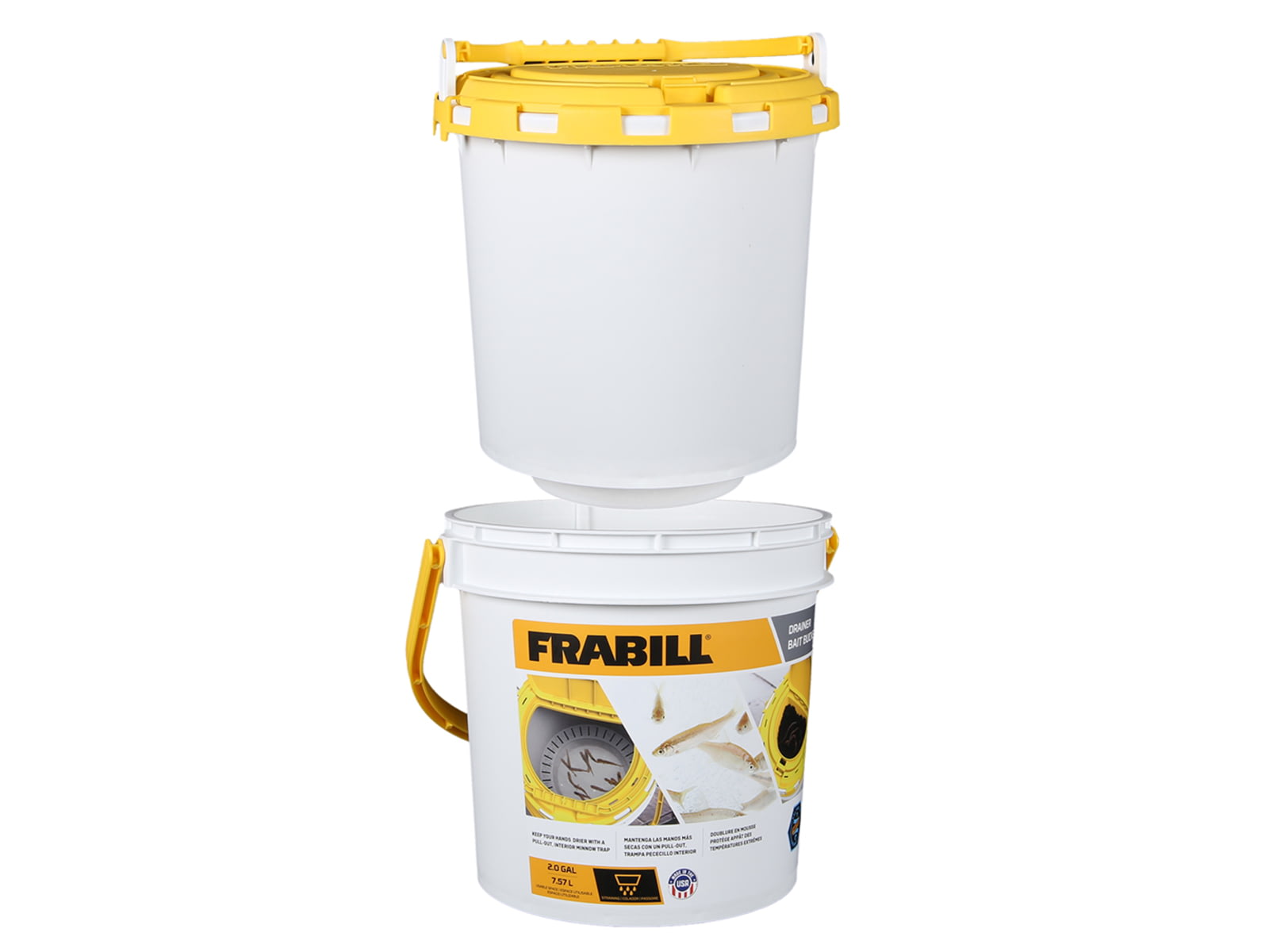 Frabill Bait Bucket Drainer White/Yellow 2 Gallon PMC4800