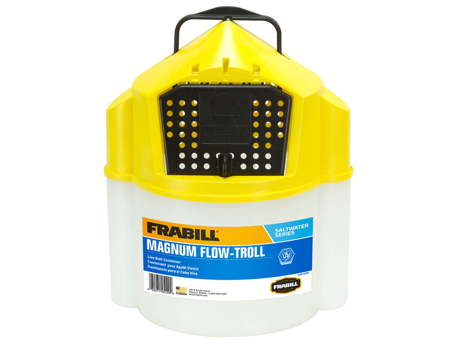 Frabill Magnum Flow Troll Shrimp Bucket White/Yellow 10 Quarts PMC451205