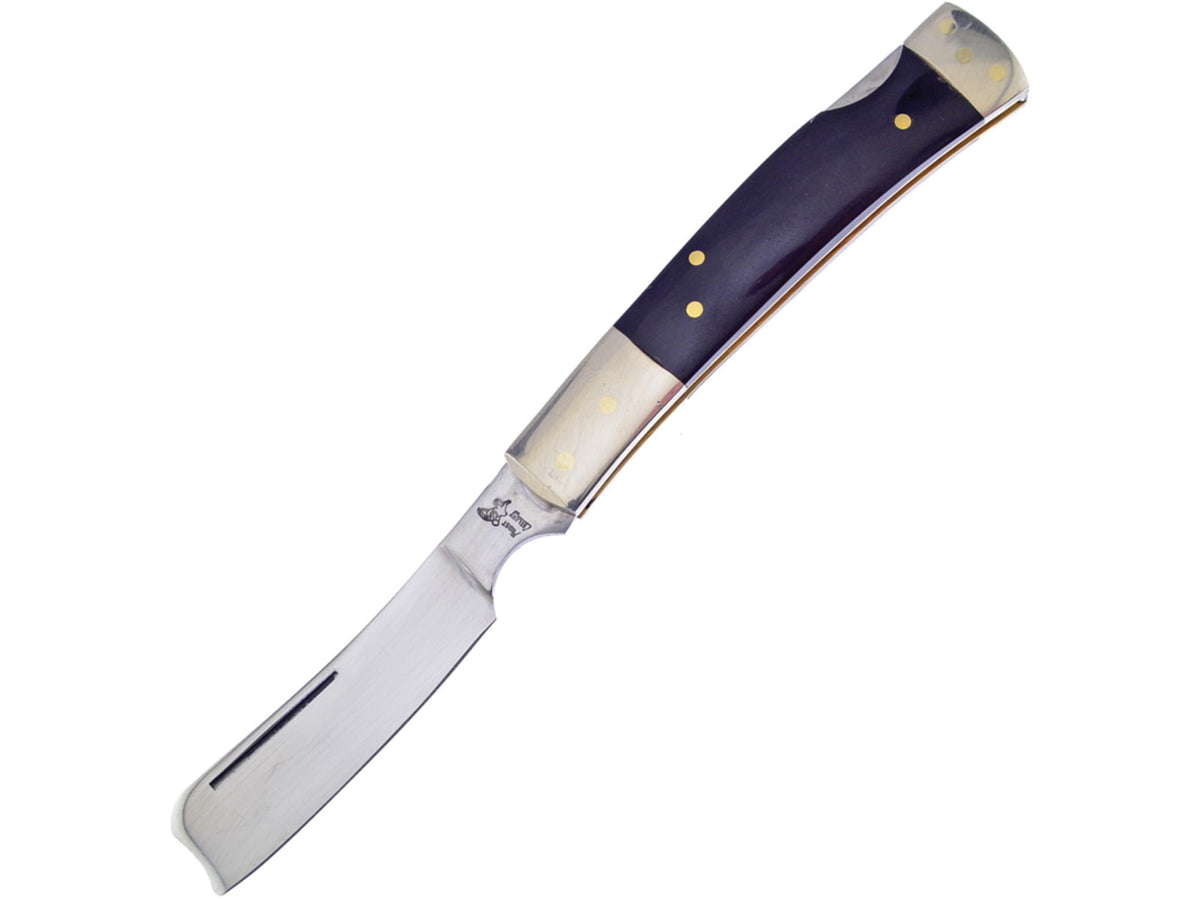 Frost Lockback Razor 3.88in Closed Mirror Stainless Razor Blade Buffalo Horn Handle 17-150CBH