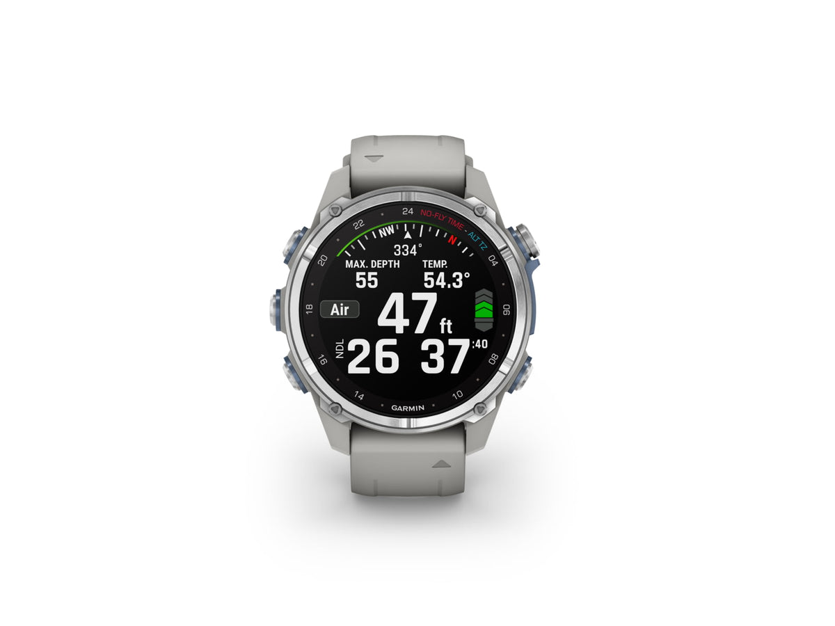 Garmin Descent Mk3 43mm Stainless Steel with Fog Gray Silicone Band 010-02753-03