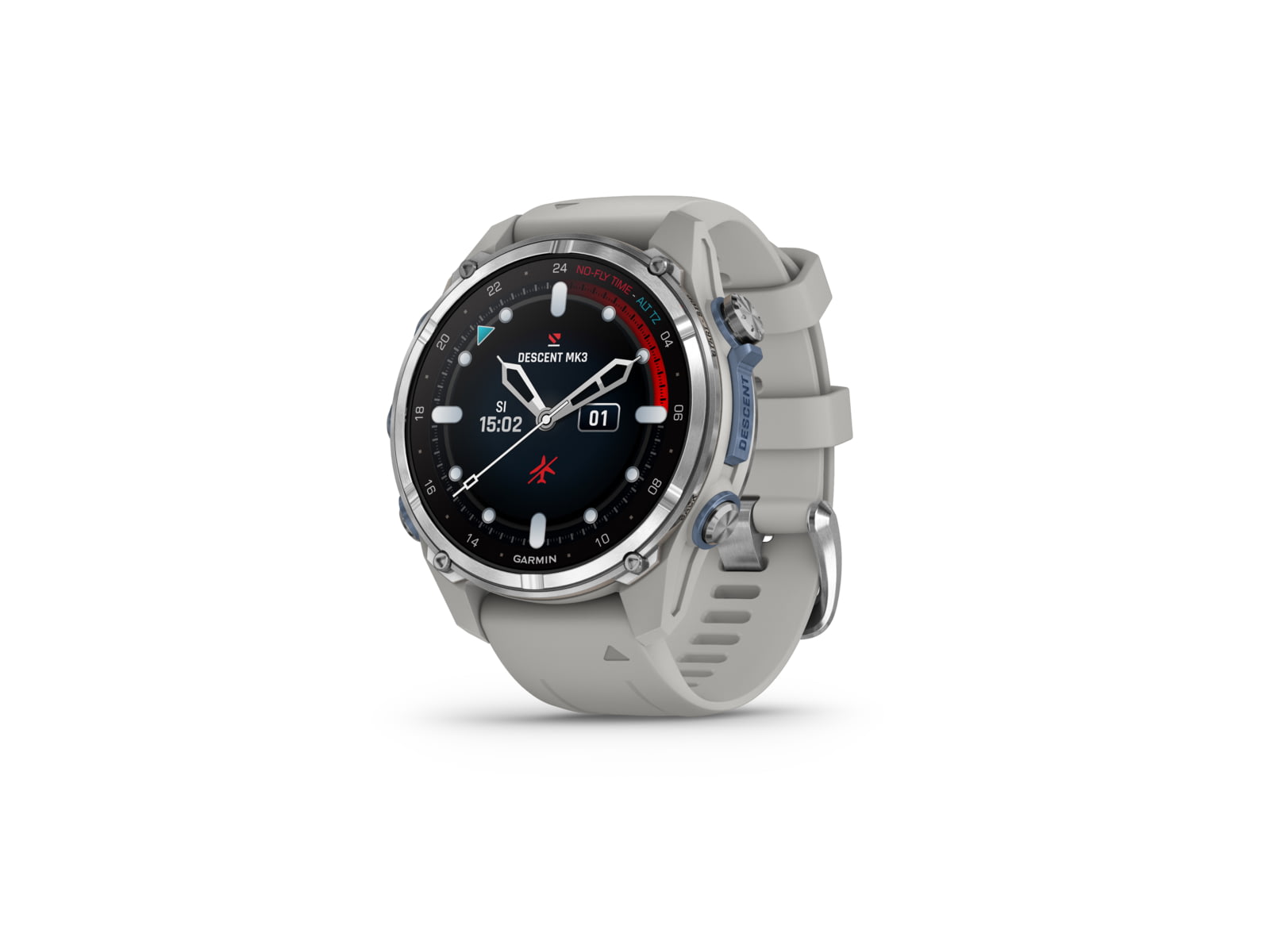 Garmin Descent Mk3 43mm Stainless Steel with Fog Gray Silicone Band 010-02753-03