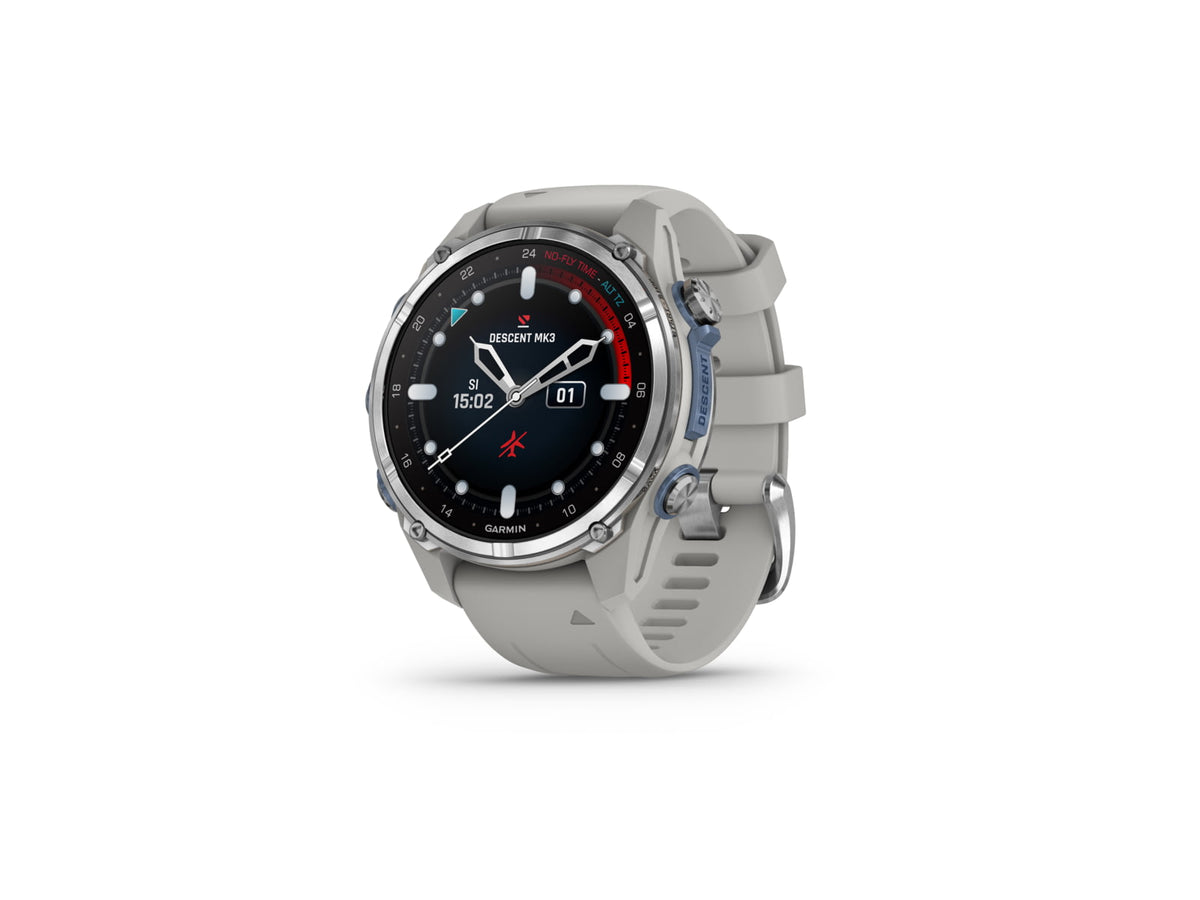Garmin Descent Mk3 43mm Stainless Steel with Fog Gray Silicone Band 010-02753-03
